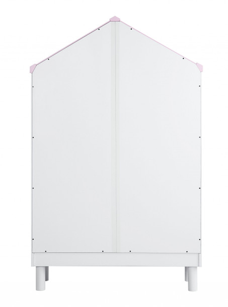 13" X 35" X 56" White Pink Wood Bookcase