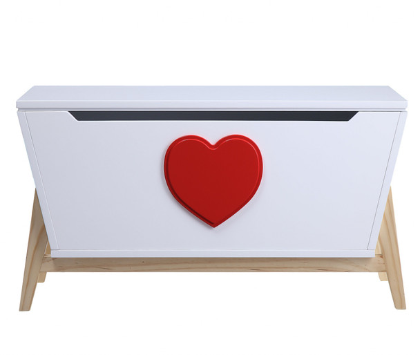 16" X 37" X 20" White Red Wood Youth Chest