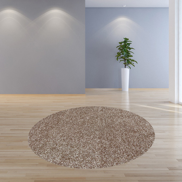 8' Beige Heather Round Indoor Shag Rug