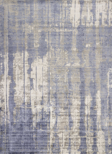 5'x7' Grey Blue Hand Loomed Abstract Brushstroke Indoor Area Rug