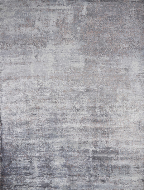 8'x10' Slate Grey Hand Loomed Abstract Brushstroke Indoor Area Rug