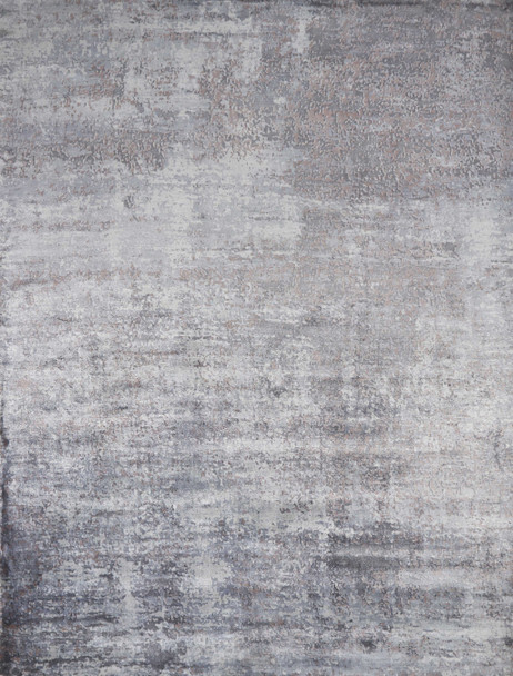 9'x12' Slate Grey Hand Loomed Abstract Brushstroke Indoor Area Rug