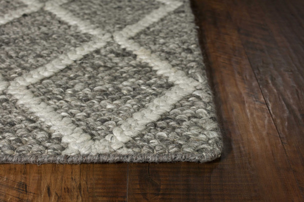 9' x 13' Wool Dark Grey Area Rug