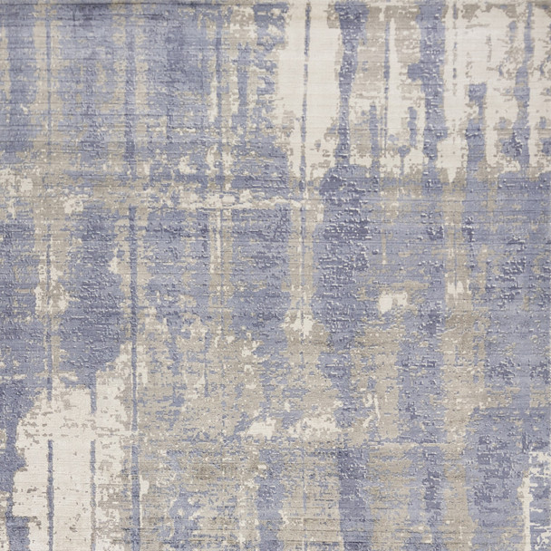 9'x13' Grey Blue Hand Loomed Abstract Brushstroke Indoor Area Rug