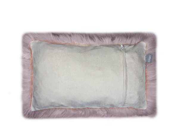 Set of Two Blush Genuine Sheepskin Lumbar Accent Pillows