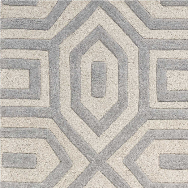 3'x5' Grey Hand Tufted Geometric Indoor Area Rug