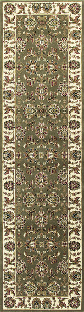 5'x8' Green Ivory Machine Woven Floral Traditional Indoor Area Rug