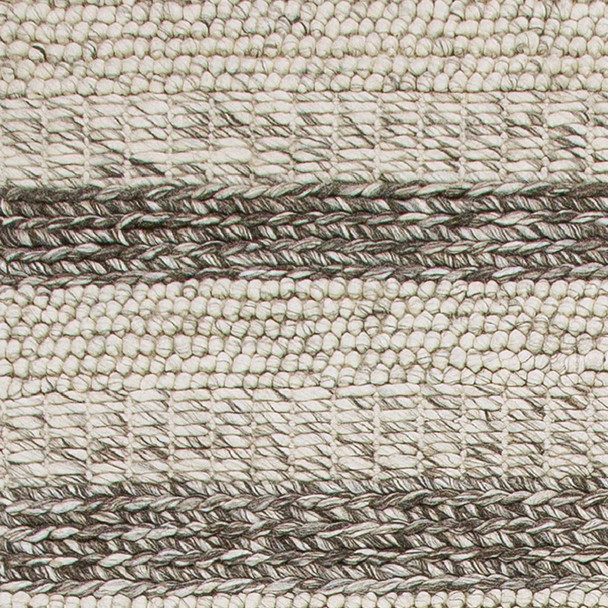 3'x5' Grey White Hand Woven Knobby Stripes Indoor Area Rug