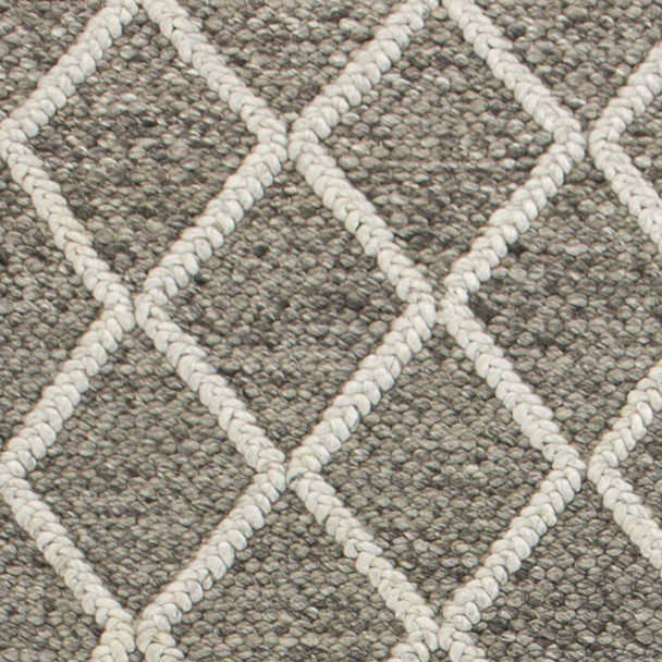 3'x5' Dark Grey Hand Woven Diamond Pattern Indoor Area Rug