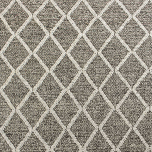 3'x5' Dark Grey Hand Woven Diamond Pattern Indoor Area Rug