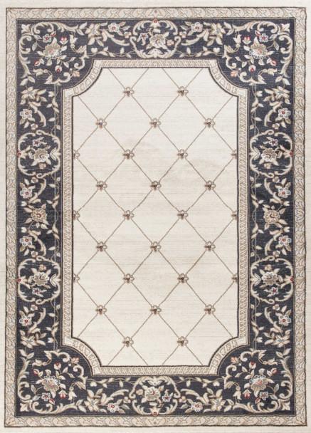 8'x10' Ivory Grey Floral Indoor Area Rug