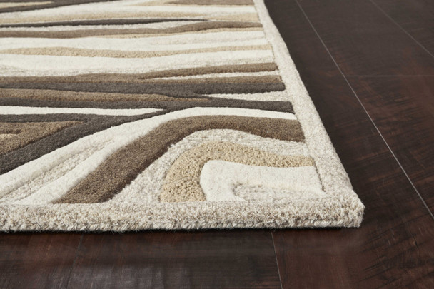 5'x8' Natural Beige Hand Tufted Abstract Waves Indoor Area Rug