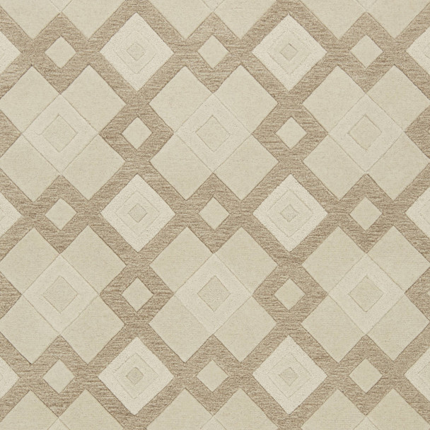 2' x 4' Ivory Diamond Wool Area Rug