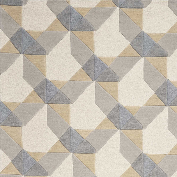 2' x 4' Ivory or Grey Polygon Pattern Wool Area Rug