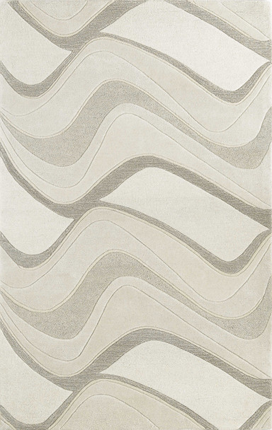 2'x4' Ivory Hand Tufted Abstract Waves Indoor Accent Rug
