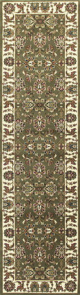 2' x 8' Green or Ivory Traditional Runner Rug