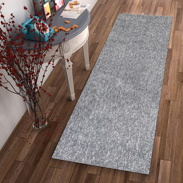 8' Grey Heather Plain Runner Rug