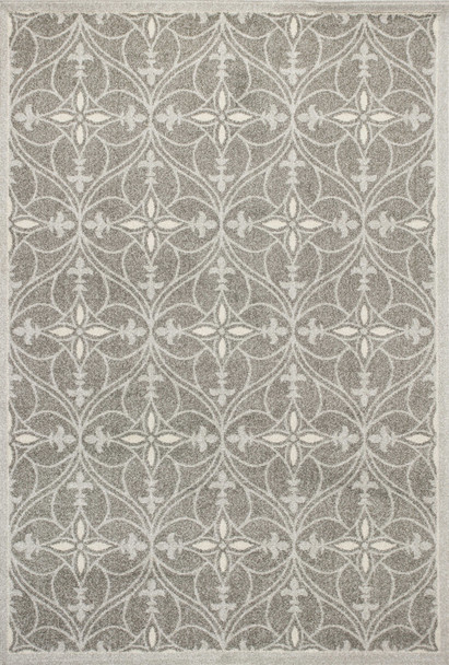 5'x8' Grey Machine Woven UV Treated Ogee Indoor Outdoor Area Rug