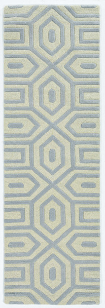 8' Grey Hand Tufted Geometric Indoor Runner Rug