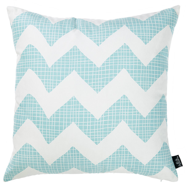 Aqua Blue Chevron Printed Decorative Throw Pillow Cover