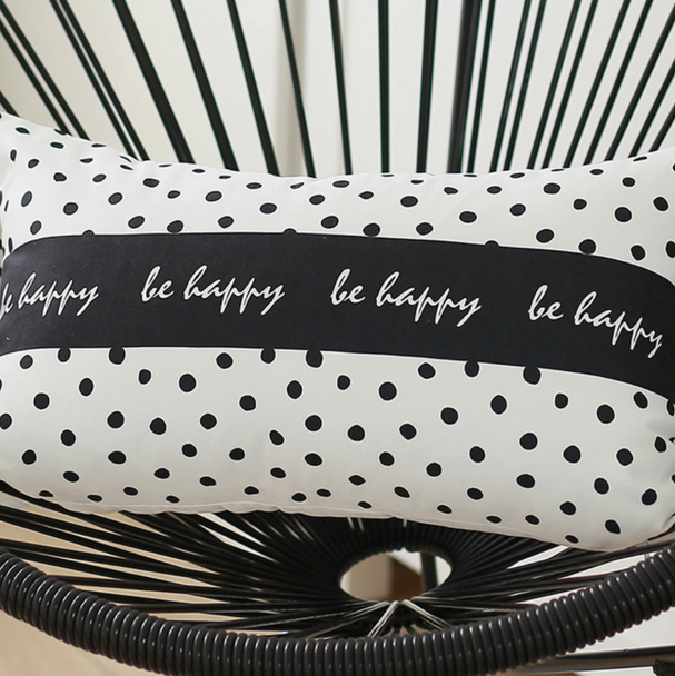 Be Happy Dots Decorative Rectangle Throw Pillow Cover