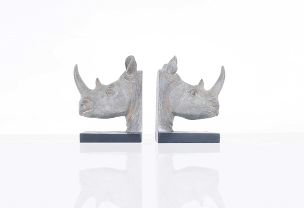 Rhino Head Bookend Set of 2