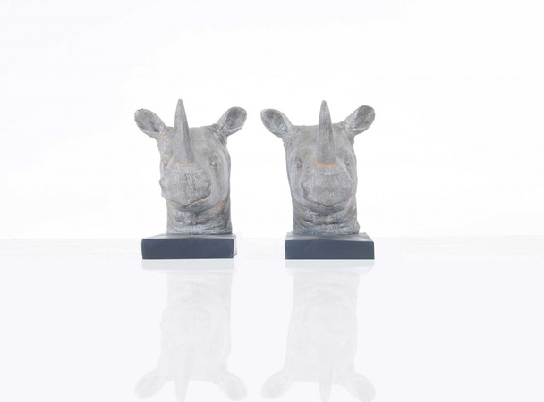 Rhino Head Bookend Set of 2