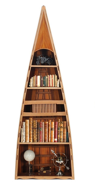 31" x 90" x 20.5" Wooden Canoe  Book Shelf