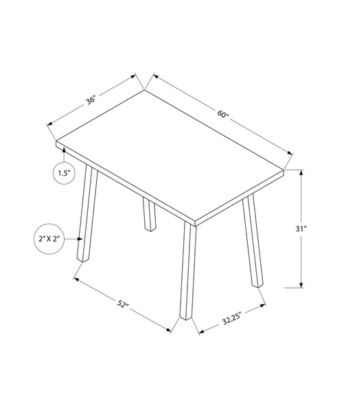 60" X 36" X 31 " Grey Black Metal Dining Table