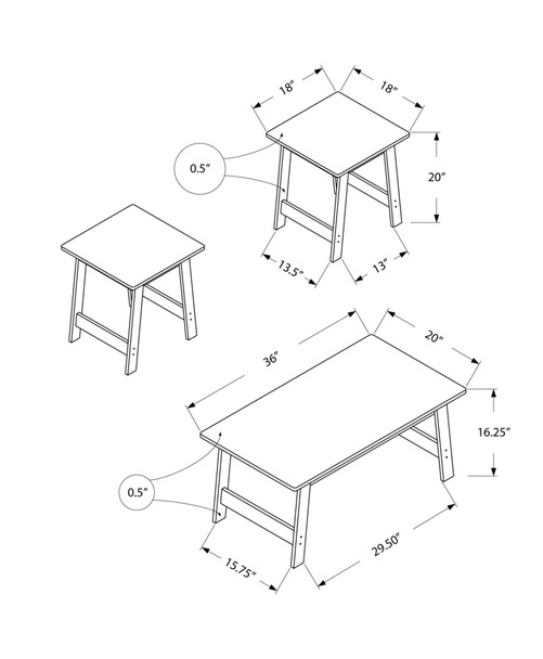 Grey Table Set - 3Pcs Set