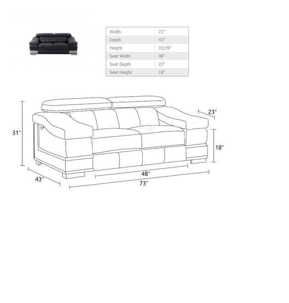 16".5 X 86" X 62" Black  Sofa Love