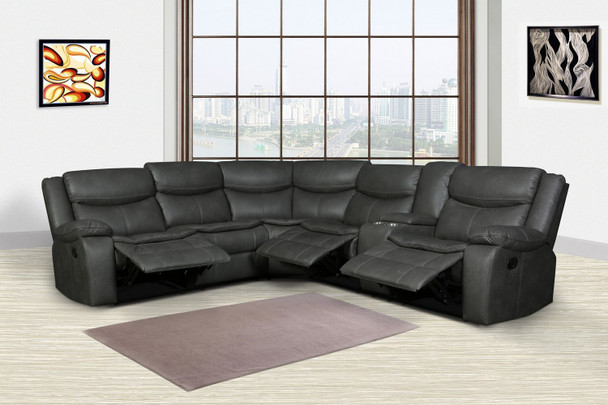 92"or 106" X 37" X 39" Gray  Reclining Sectional