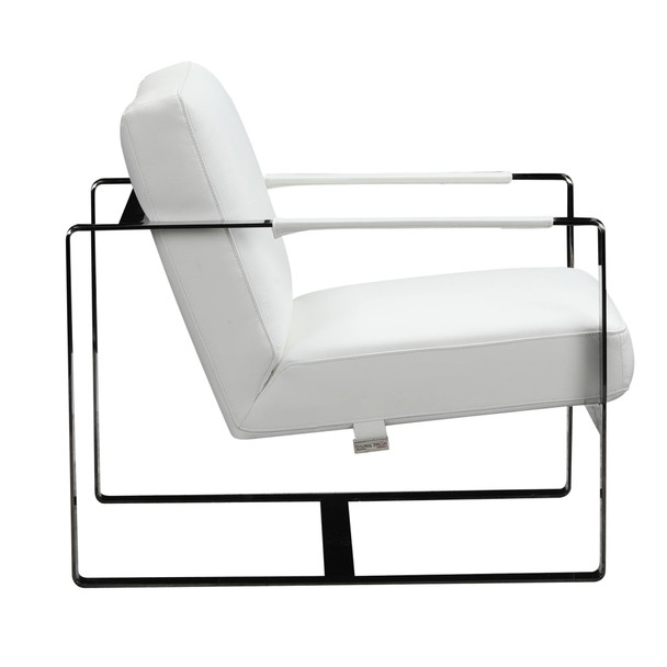 28" X 35" X 31" White Leather Accent Chair