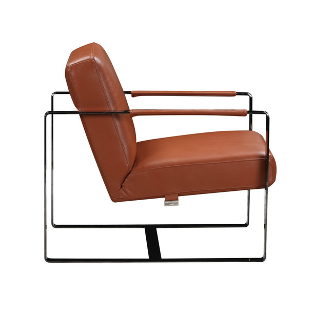 28" X 35" X 31" Camel Leather Accent Chair