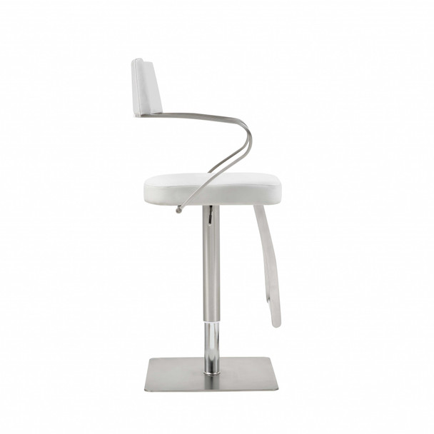 21" X 20" X 36-46" White Stainless Steel Bar Stool