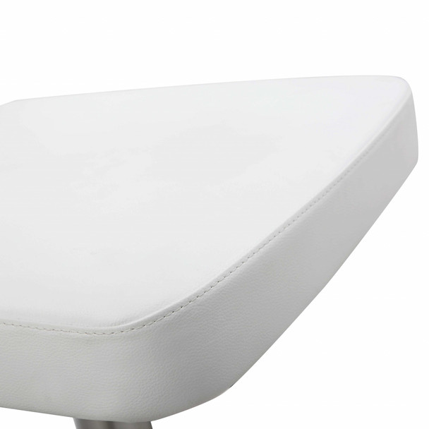 White Faux Leather and Stainless Adjustable Bar Stool