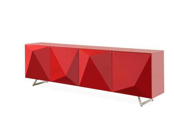 94" X 18" X 29" Red Metal Buffet