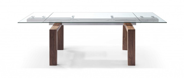 63" X 35" X 30" Walnut Solid Wood Extendable Dining Table