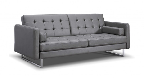 80" X 45" X 13" Gray Sofa Bed with Stainless Steel Legs