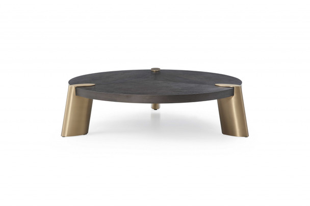 48" X 48" X 13" Wenge Veneer Stainless Steel Coffee Table