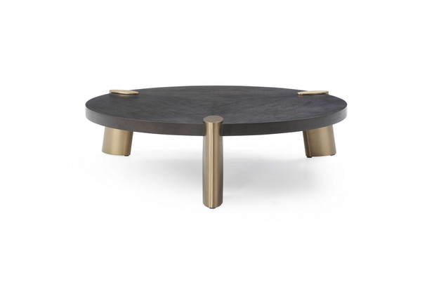 48" X 48" X 13" Wenge Veneer Stainless Steel Coffee Table