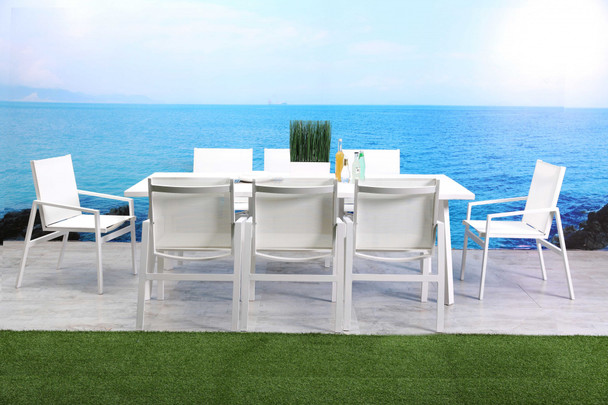 87" X 39" X 29" White Aluminum Dining Table