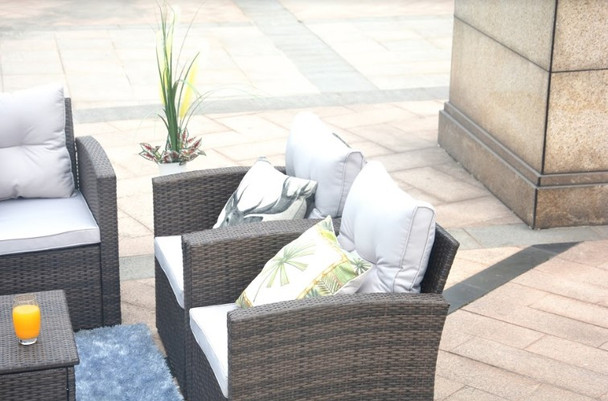 118.56" X 31.59" X 14.82" Brown 6-Piece Patio Conversation Set with Cushions and Storage Boxs