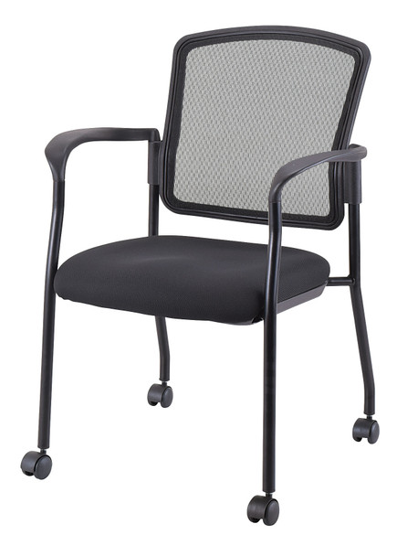 Black Mesh Fabric Rolling Guest Arm Chair