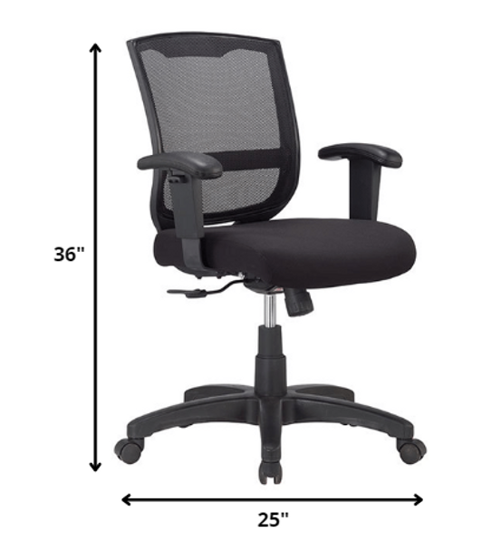 25" x 21.45" x 36" Black Mesh   Fabric Chair