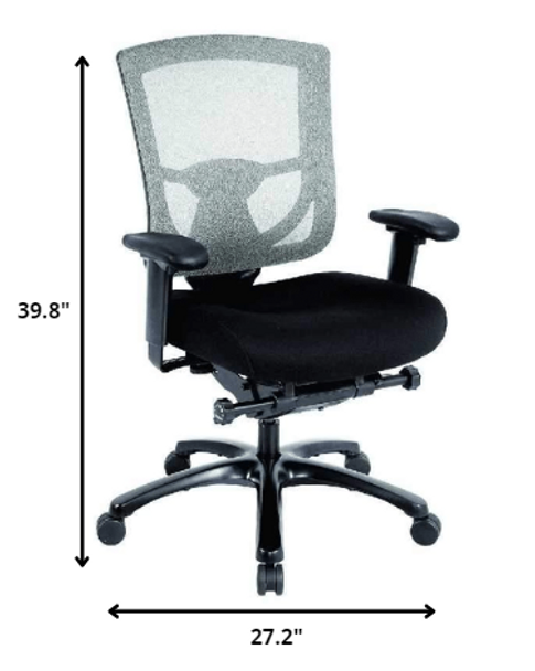 27.2" x 25.6" x 39.8" Black Mesh / Fabric Chair