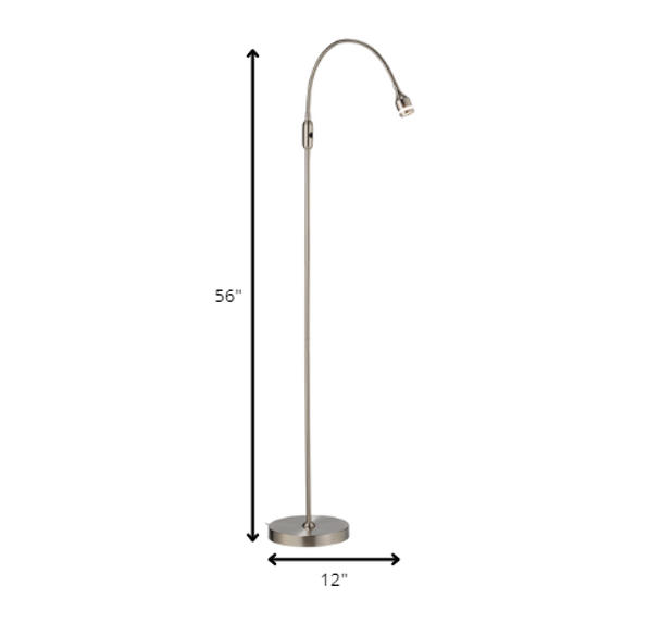 Floor Lamp in Brushed Steel Metal Adjustable LED