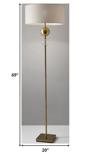 20" X 20" X 69" Brass Metal Floor Lamp