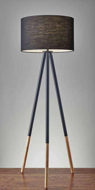 Tripod Floor Lamp Urban Mixed Metal and Wood