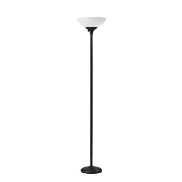 Tailored Black Metal Torchiere with Bright Illumination